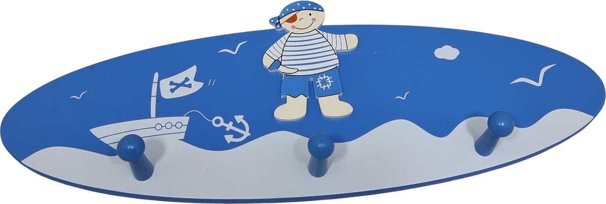 Houten kapstok Piraat voor kinderen met 3 haken