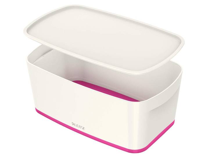 Leitz 5229-10-23 Boîte de rangement MyBox Petite - A5\, avec couvercle\, ABS\, blanc/rose