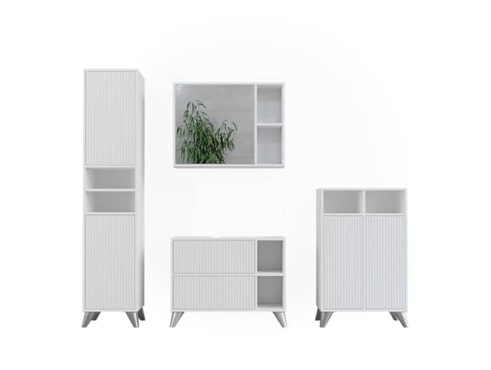 Vicco Badmöbel-Set Leano, Weiß 80 cm