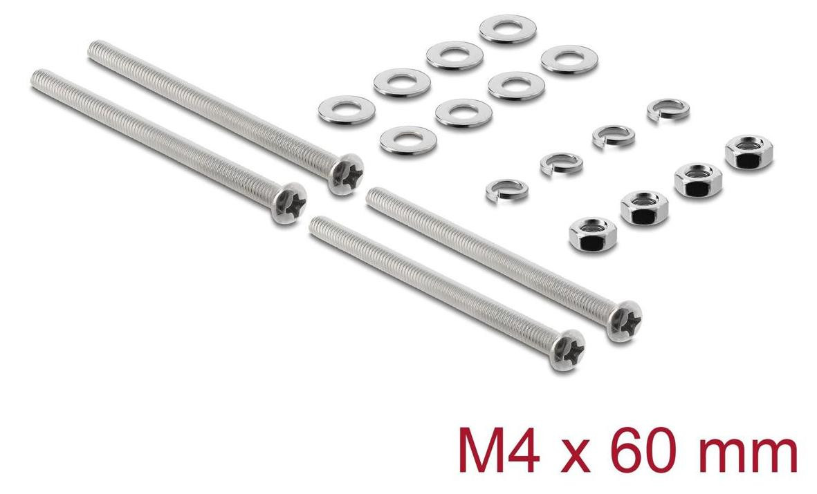 Delock Set van 20 ventilatorschroeven, M4 x 60 mm, roestvrij staal