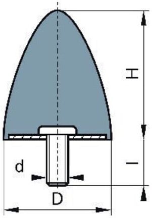 Gummi-Metall-Puffer parabelförmig Typ E D115xH136 M16 NR60 ; elko