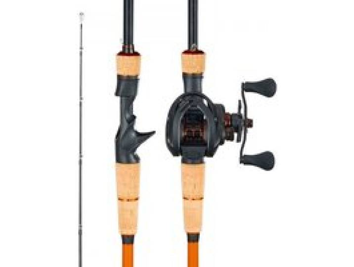 VEVOR Angelrute und Angelrolle (Baitcasting) im Set, 2,13 m Rute aus Kohlefaser (IM7), Bassangelruten-Set mit 7+1 Kugellagern & Übersetzung 7,0:1 & Korkgriff, rechtshändiges Angelset