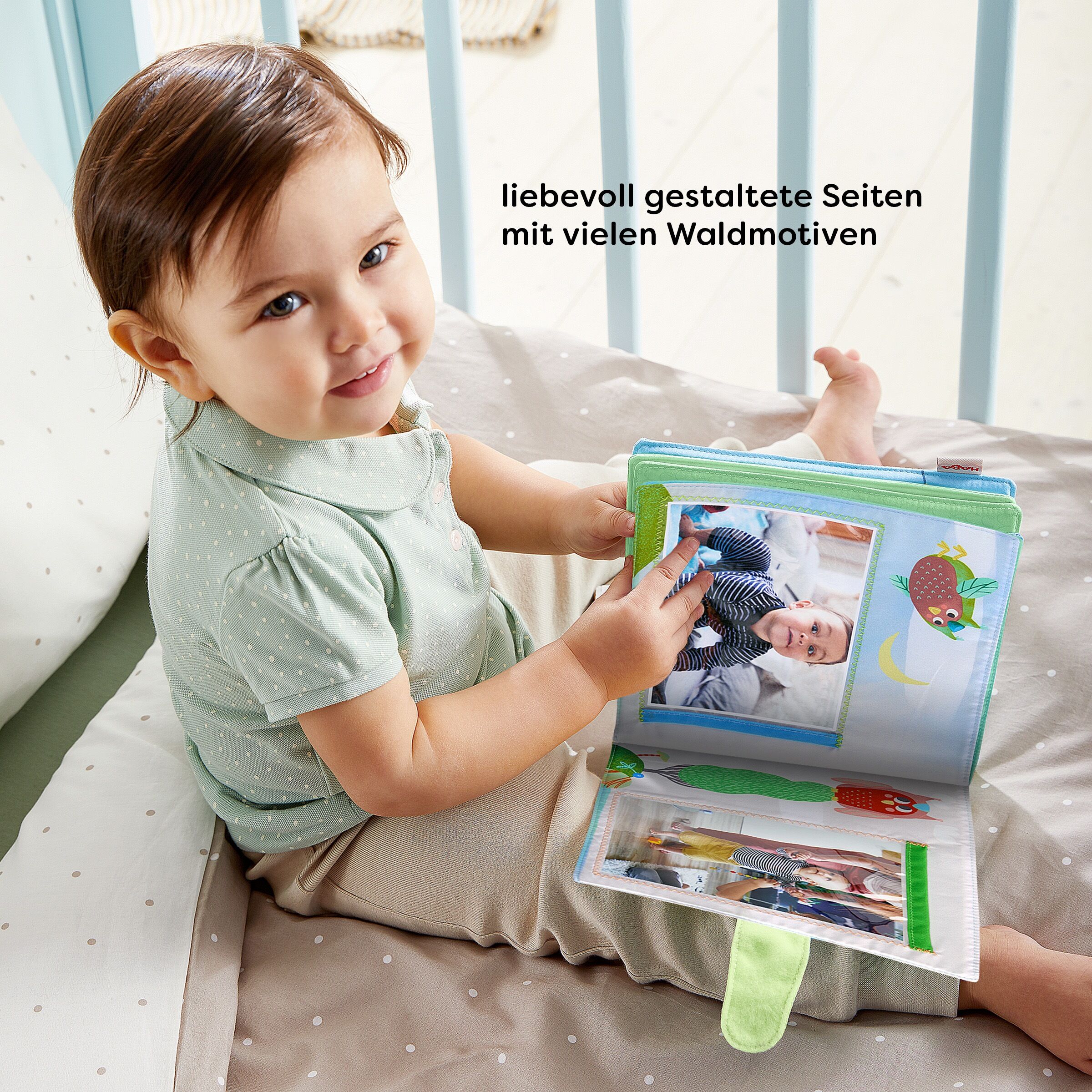 Fotoalbum HABA "Baby-Fotoalbum Waldfreunde", bunt, Fotoalben, KinderB:15cm L:15cm, Polyester, Polyvinylchlorid (PVC), Fotoalbum, B:15cm L:15cm