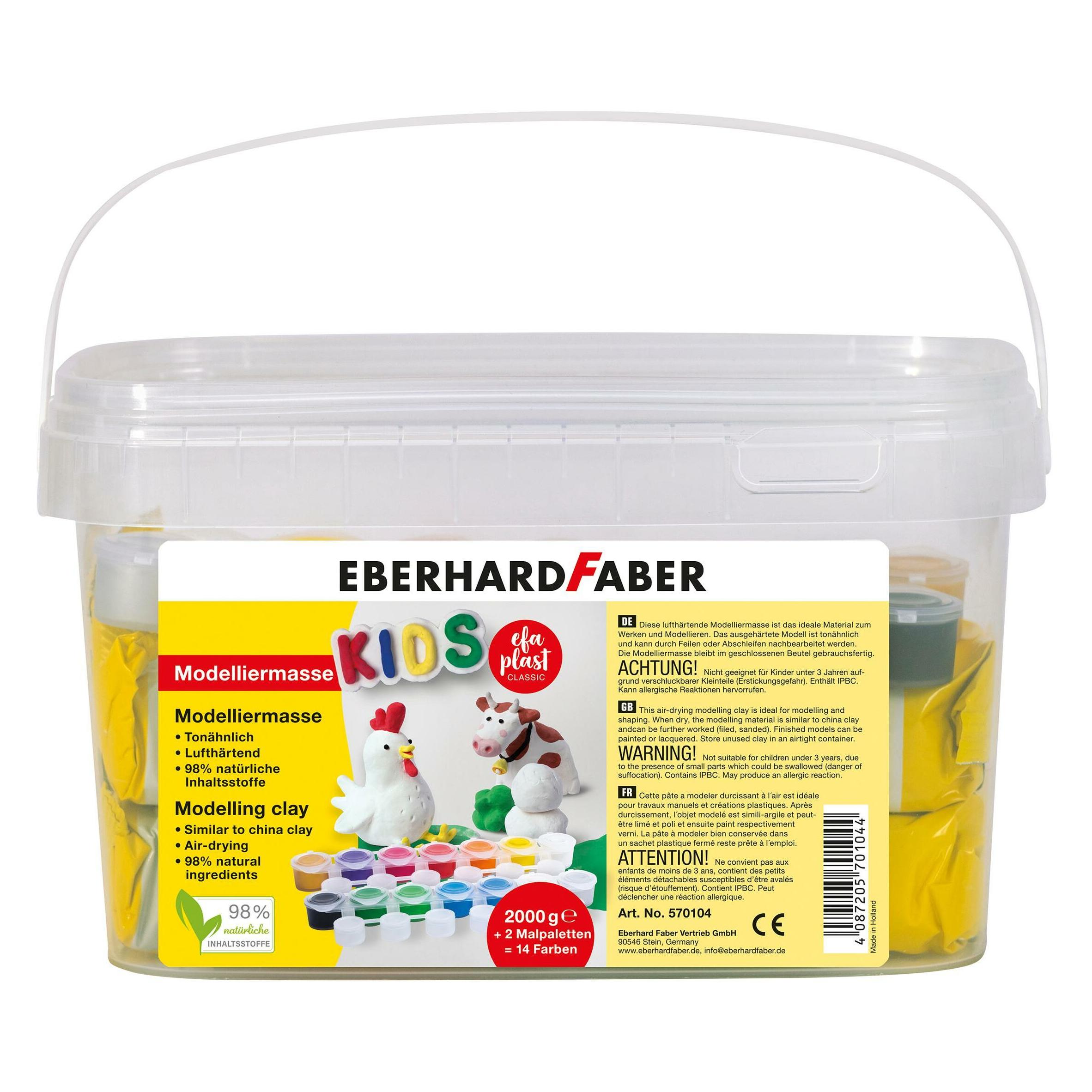 EberhardFaber Modelliermasse 2000g weiss mit 14 Farben (570104)
