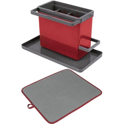Geschirrständer METALTEX, rot (rot, grau), B:24cm H:14cm T:13cm, Metall, Geschirrständer
