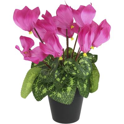 Kunstblume I.GE.A. "Alpenveilchen im Topf", rosa (dunkelrosa), B:20cm H:28cm L:18cm, Polyester, Kunstpflanzen, Künstliche Blume Dekopflanze Kunstpflanze Pflanze Primeln Seidenblume