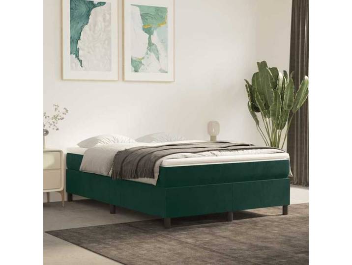 Vert Cadre de lit vert foncé 140x190 cm velours - Lit chambre H13228