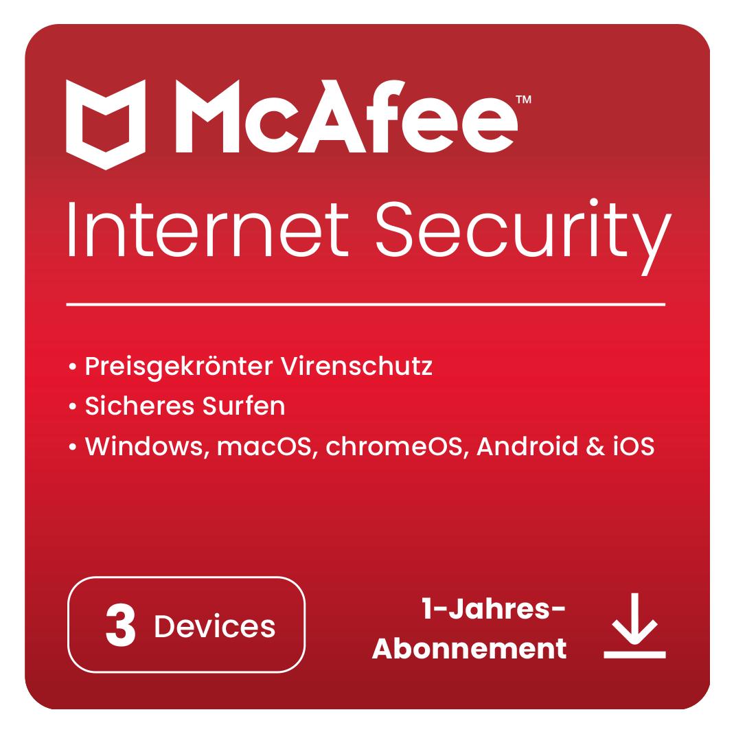 McAfee Internet Security (3 User, 3 Geräte/User, 12 Monate) (MIS00GNR3RDD)