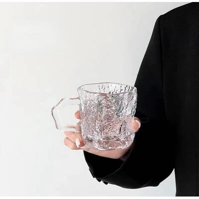 Uplifted Finds Rose Glacier Glass Mug 200ML High Appearance Household Drinkware transparent