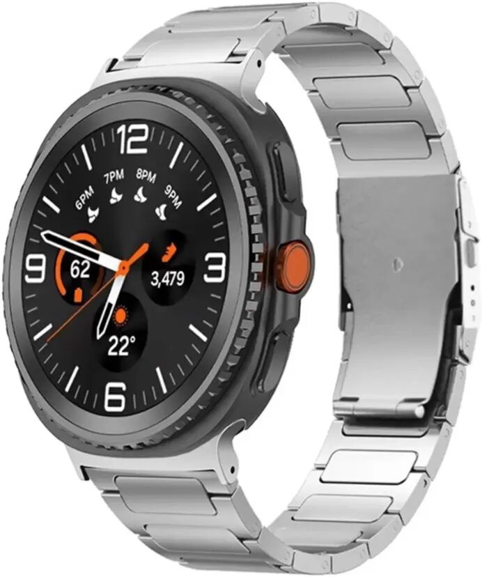 INF Titan Metallarmband mit Doppelschließe kompatibel mit Samsung Watch 8/8 Classic Silber