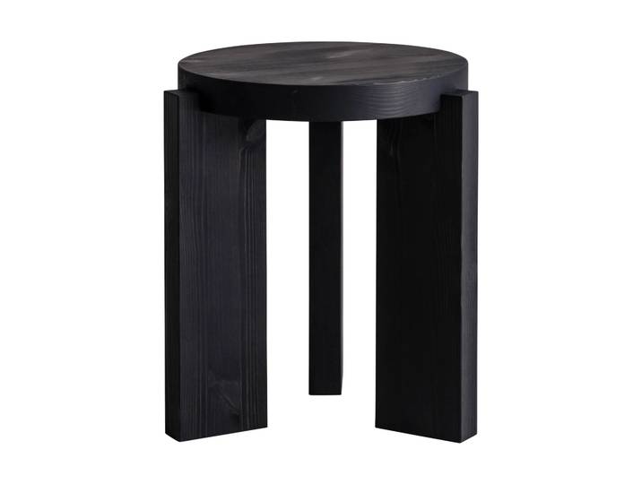 Vaarnii 001 Stool runder Hocker Schwarz gebeizte Kiefer, Ø40x44 cm