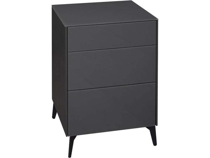 Kommode MÄUSBACHER Imola , grau (anthrazit matt lack, glas anthrazit glanz), Füsse aus Metall,2 Packstücke, 2 Stk., 0 Stk., Sideboards, Kommode, Mäusbacher Kommode mit Glasfront und Glasoberplatte