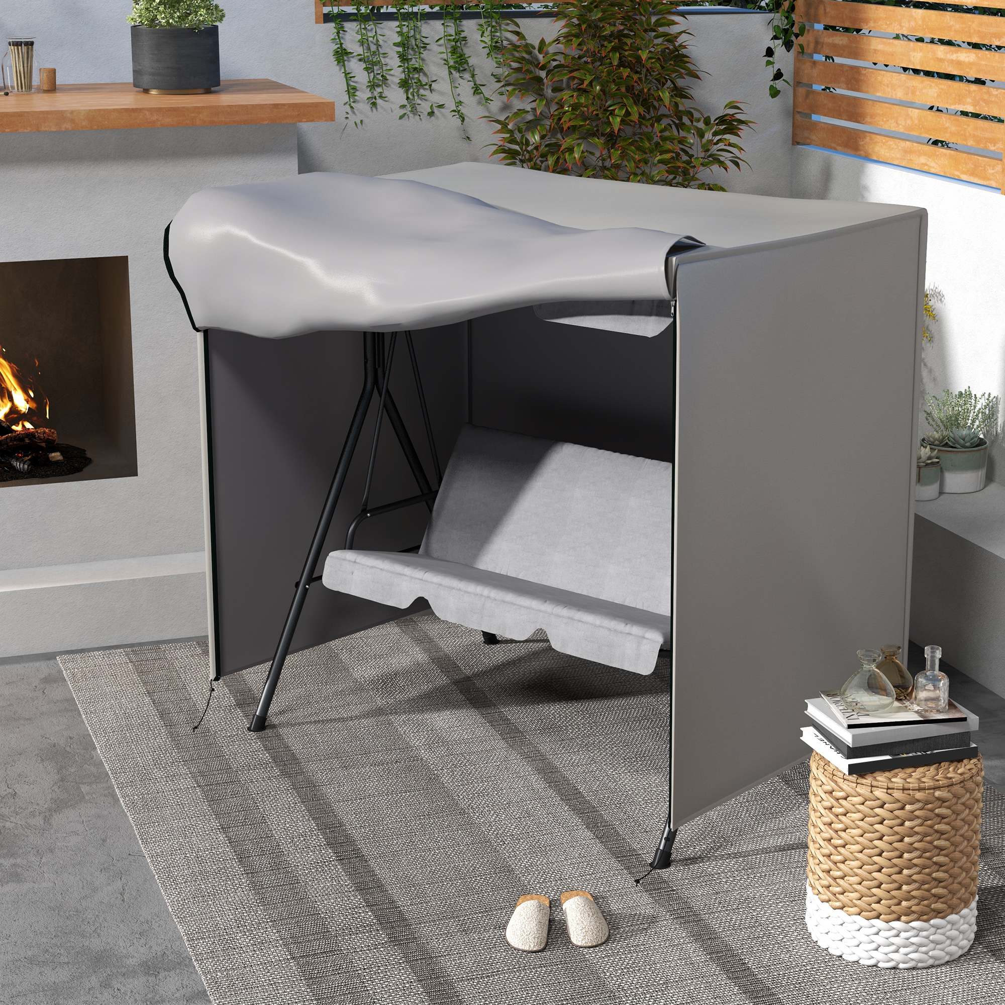 Outsunny Copertura per Dondolo da Giardino con Cerniera Copertura per Mobili da Esterno 177x114x152 cm Grigio   Aosom Italy