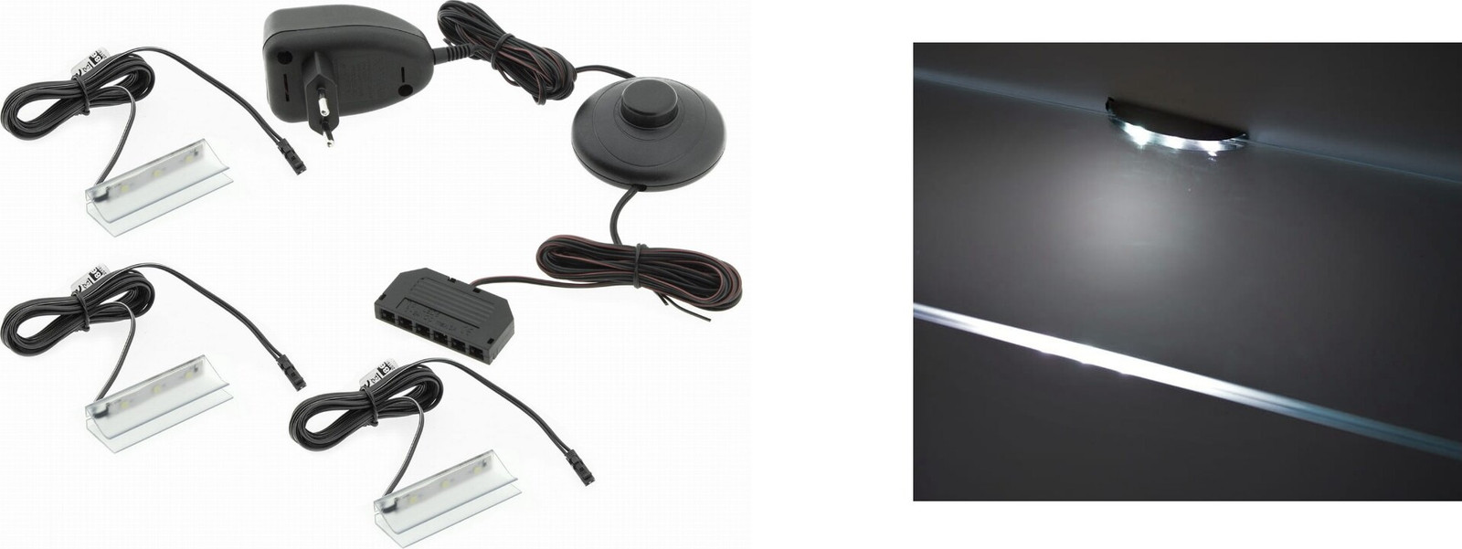Furniture24 SOHO LED-verlichting wit (koud licht), set van 3 hanglampen voor de woonkamer