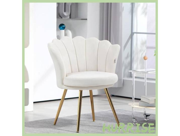 Cocosity Fauteuil Coquillage Chaise Coiffeuse Fauteuil En Velours Fauteuil De Salon Avec Pieds En Métal Doré Crème