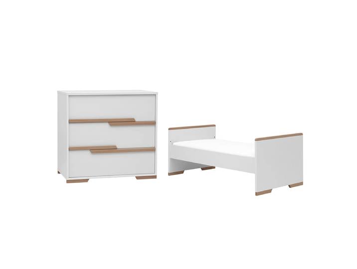 Lit bébé évolutif et commode à langer Pinio Snap Blanc et bois