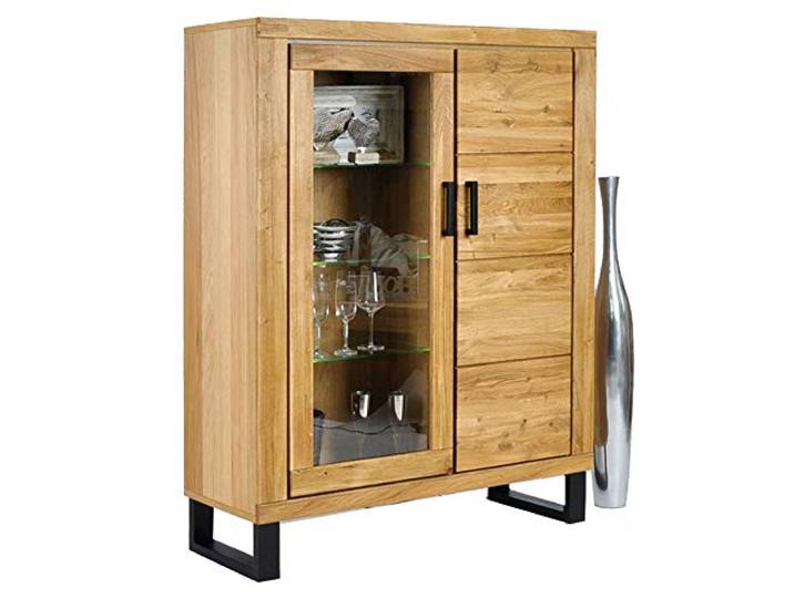 DK-Wohnen Highboard Vitrine Wildeiche Teilmassiv geölt B110xH140xT40 ELFO Tina 2342