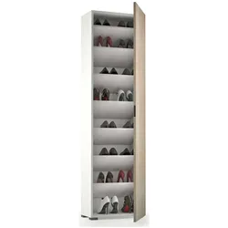 Dmora Abuela - Mehrzweckschrank 1 Tür, 50x182h cm Weiß, 7 Fächer Made in Italy
