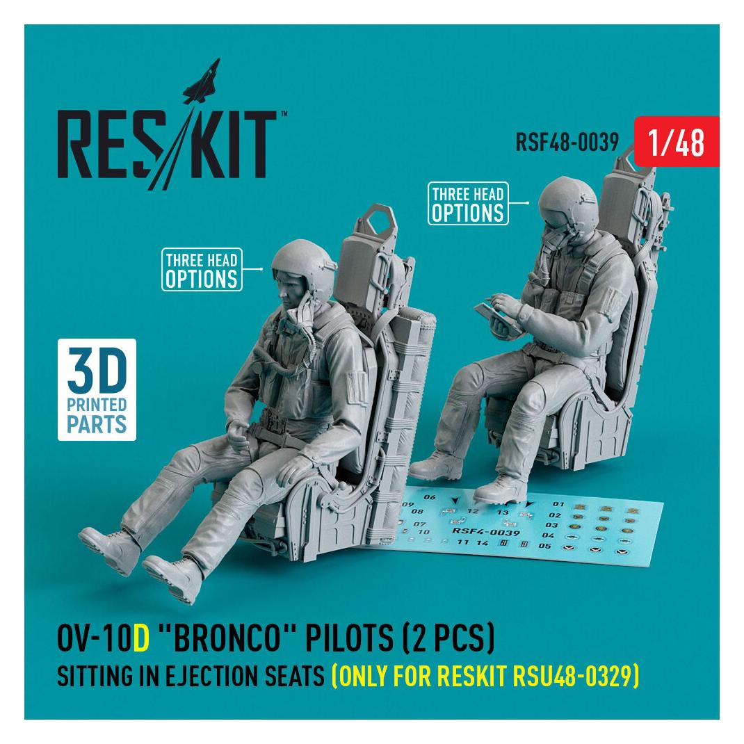 ResKit OV-10D Bronco pilots sitting in ejection seats (only for RSU48-0329) (2 pcs) (3D Printed) (RSF48-0039)