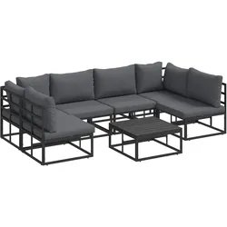 vidaXL Gartensofa-set mit Kissen 7 pcs Schwarz Aluminium