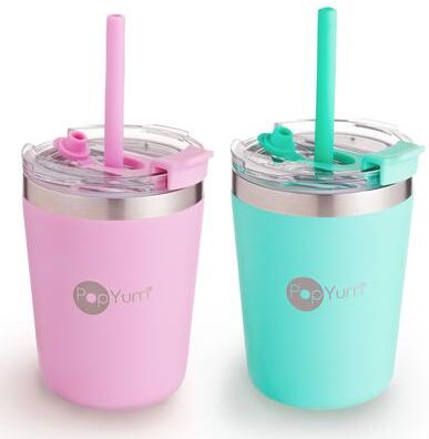 PopYum 9oz Insulated Stainless Steel Kids' Cups, 2-Packs