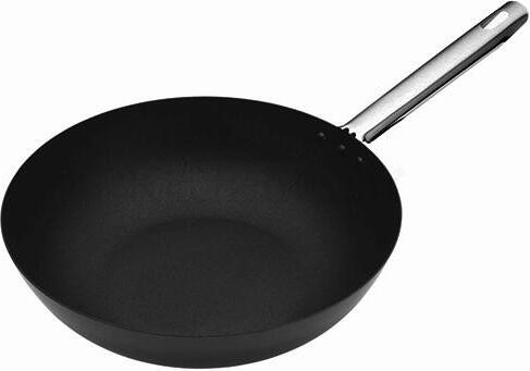 KitchenCraft Masterclass Anti-aanbak wok, staal, zwart, 30 cm