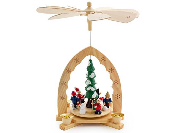 BRUBAKER 1-Verdieping Houten Kerstpiramide - 30 cm - kerstboom met winterlandschap