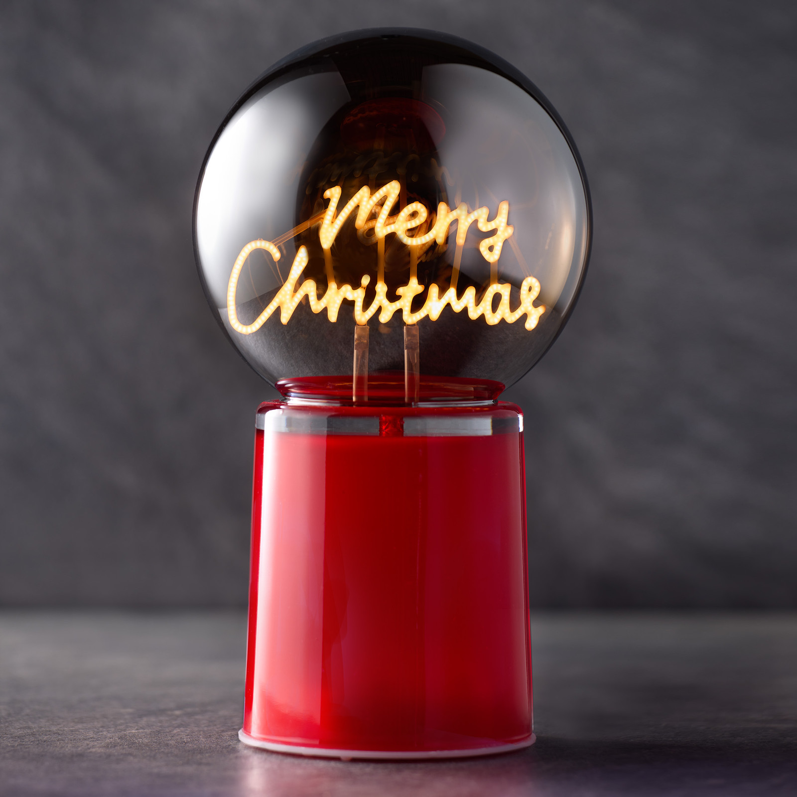 home24 Kerstbal Merry Xmas rood met tekst B/D/H: 12 x 12 x 21 cm
