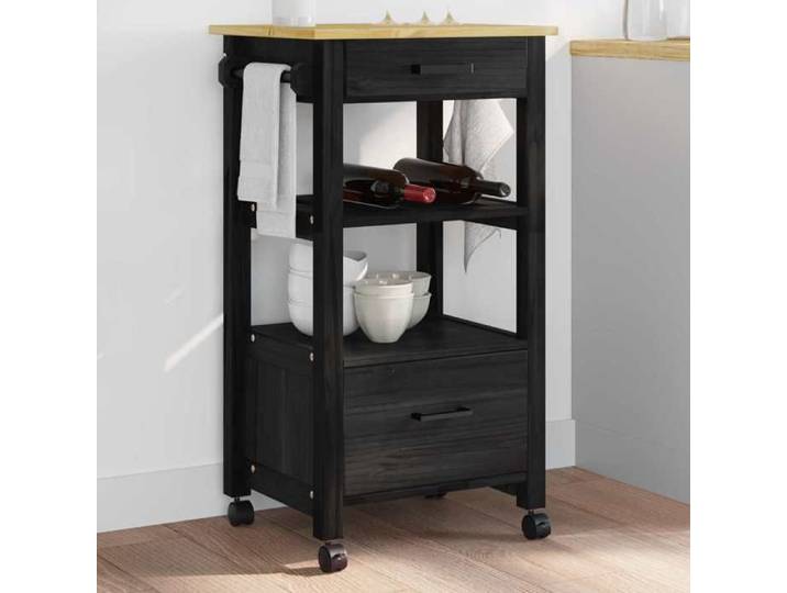 NEW Noir Desserte Chariots & îlots - - Chariot de cuisine MONZA Noir 48X40X88 5 cm - design moderne(1parcel)6182746