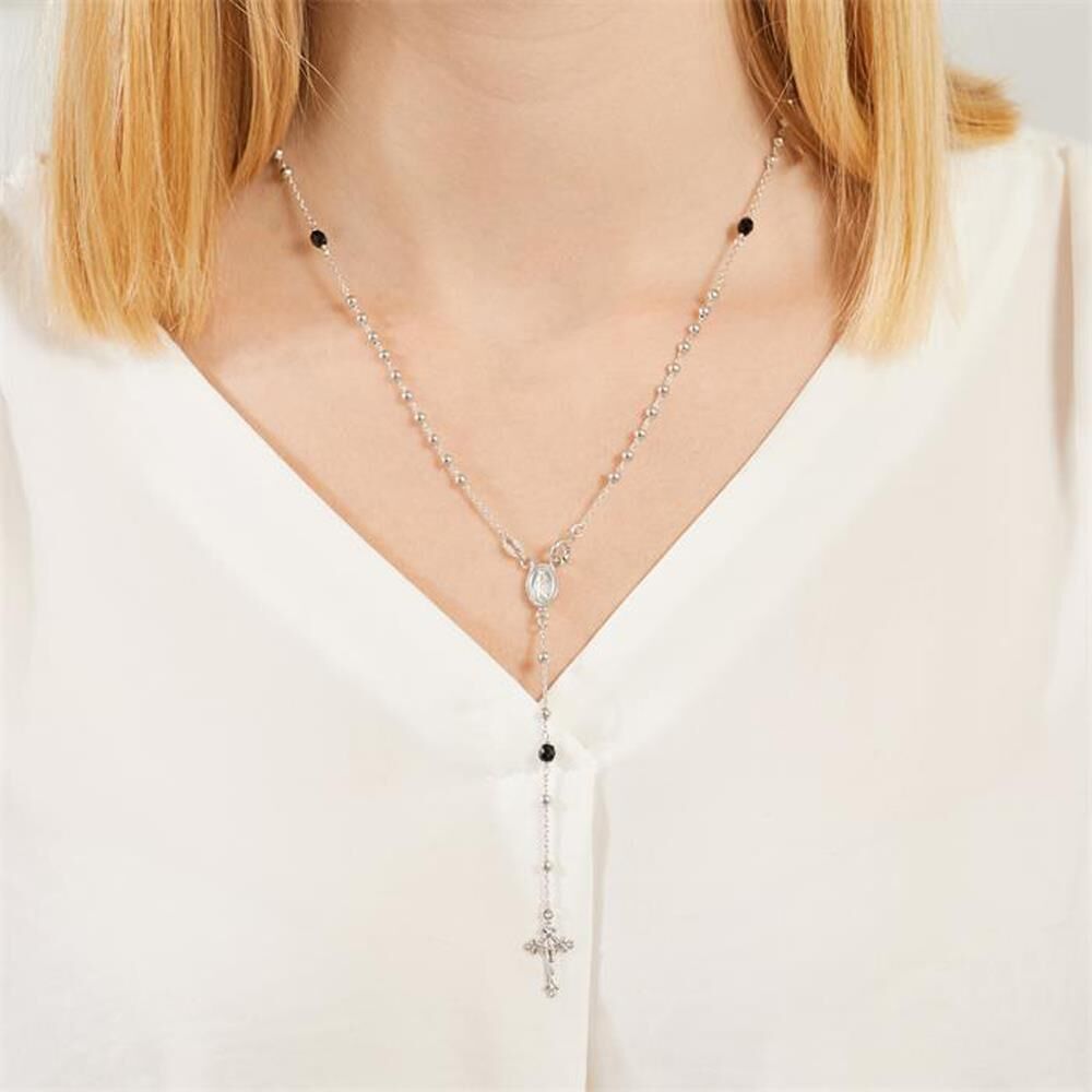 Unique Silberkette mit Onyxelementen und Anhängern silber