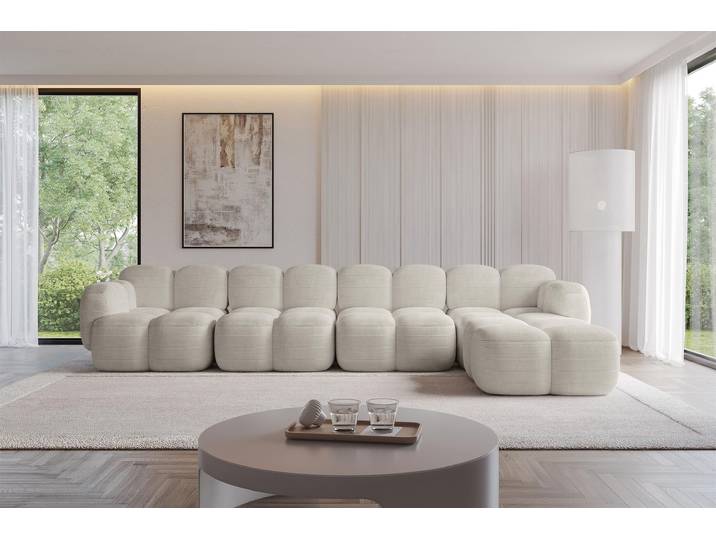 ALTDECOR Ecksofa - Miko-L3 - 390x205x75 - Creme Corner Sofa Eckcouch Couch L-Form, rechts angeordnet