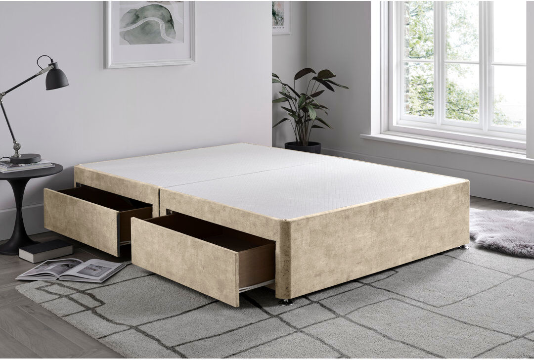 17 Stories Marble Divan Bed Base Oatmeal Double (4'6)