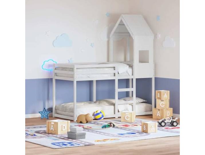 Xolmizyn Kinderbett Dachaufsatz aus massivem Kiefernholz, weiß, 55x99x139,5 cm, Spielbett Zubehör
