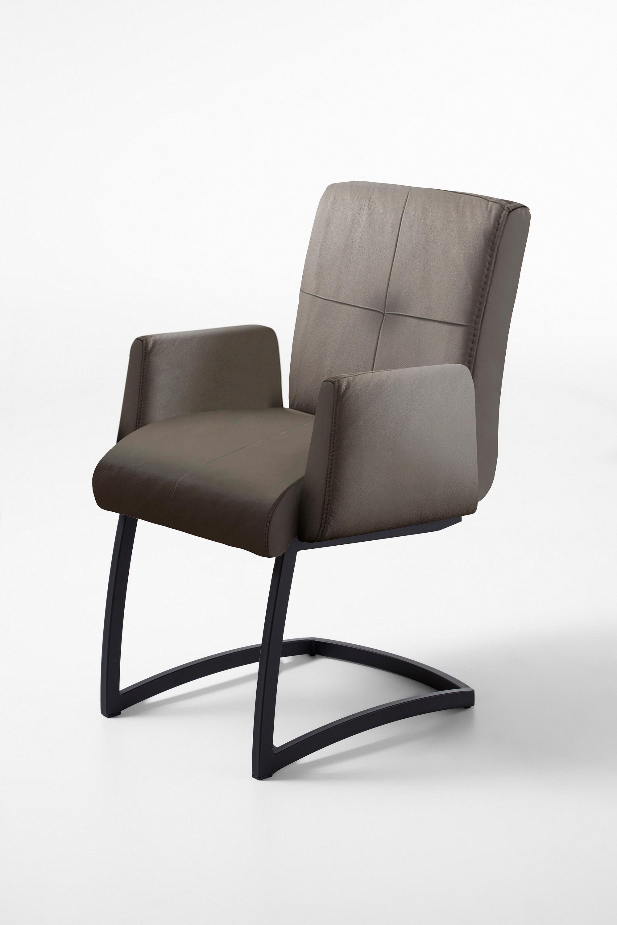 Freischwinger EXXPO - SOFA FASHION "Affogato mit komfortablen Armlehnen", grau (delfin, delfin, delfin), B:59cm H:87cm T:69cm, Metall, Stoff, Stühle, Freischwinger, attraktiven Kreuznaht in der Rückenlehne delfin, delfin, delfin B/H/T: 59cm x 87cm x 69cm,