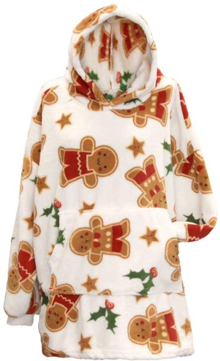 Unique Living Hoodie Ralf Plaid voor volwassenen - Wit - 78 x 80 cm