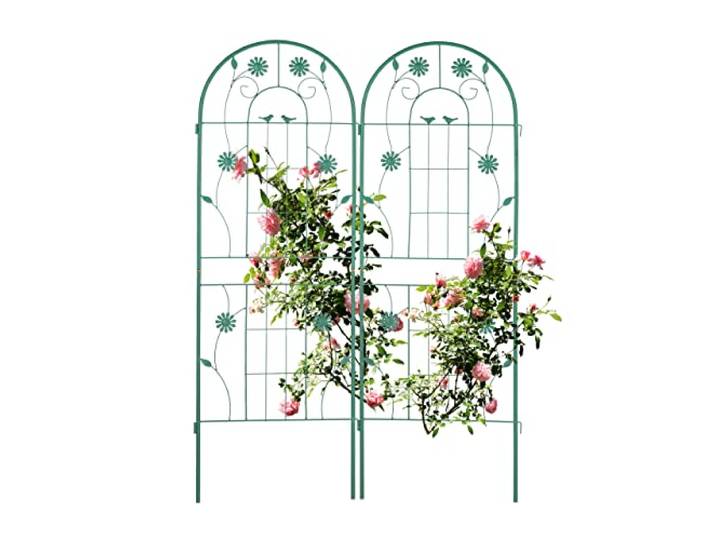 Relaxdays Rankgitter, 2er Set, HxB 150 x 50 cm, freistehend, Rankhilfe zum Stecken, Kletterpflanzen, Blumenspalier, grün