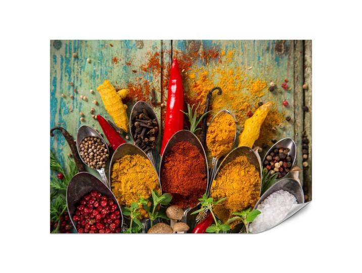 FOTOTAPETE für Küche Gewürze Holz Rustikal Paprika Ingwer 200x140