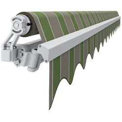 Spettmann BASIS offene Gelenkarmmarkise manueller Antrieb rechts 250x200cm Gestellfarbe weiss Dessin grün/beige gestreift