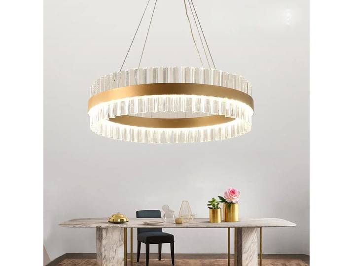 Nordique moderne anneau de cristal lustre K9 cristaux Led lumières lampes suspendues Luminaire cuisine décor à la maison luminaires d'intérieur