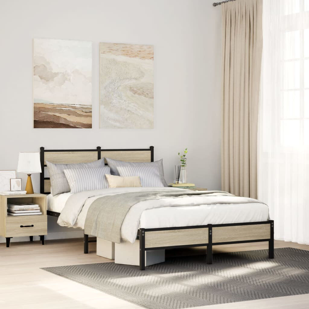 Borough Wharf Bed Frame Without Mattress With Headboard Sonoma Oak 91.5cm H x 207cm W x 125cm D