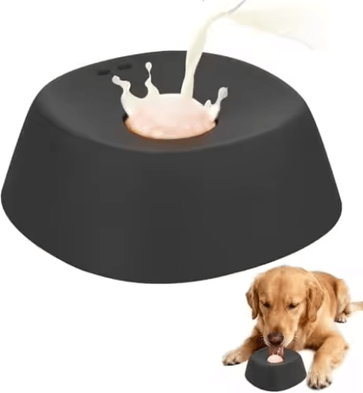 Inspire Picks Anti Choking Slow Feeder Dog Bowl With Lick Mat Design black 1pc
