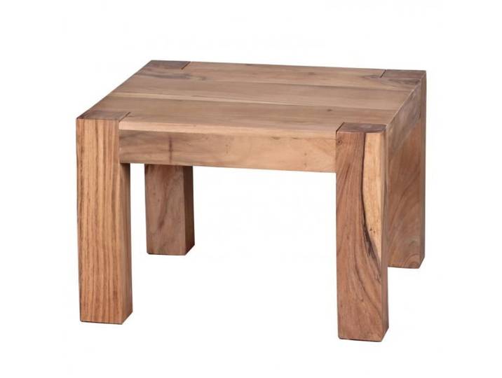 Table basse en bois massif Acacia - WOHNLING - Design campagnard - 60cm - Marron clair