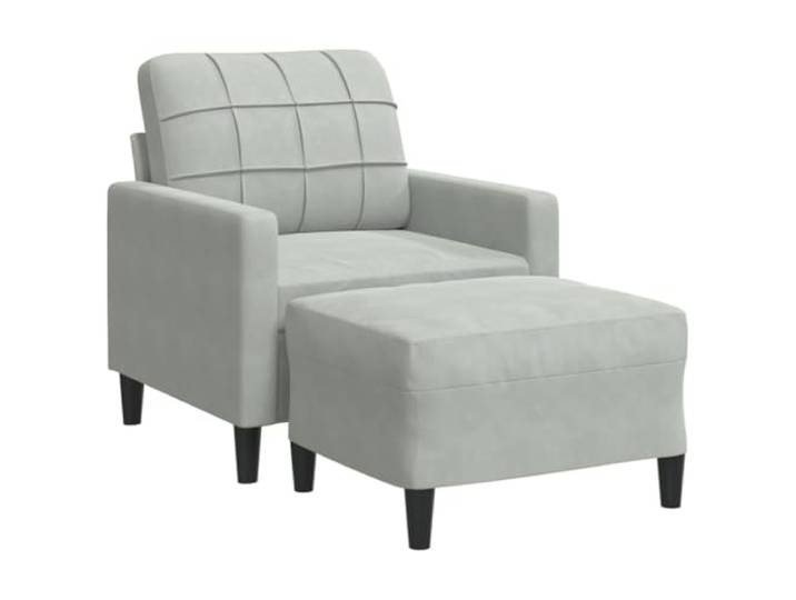 Coespram Sessel mit Hocker 2er Set Hellgrau Samt Polstersessel Weicher Polstersessel mit passender Fussablage fuer Wohnzimmer und Gaestezimmer, bezogen mit sanftem Stoff.