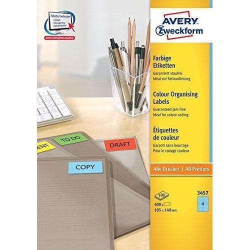 AVERY Zweckform 400 Etiketten 3457 blau 105,0 x 148,0 mm