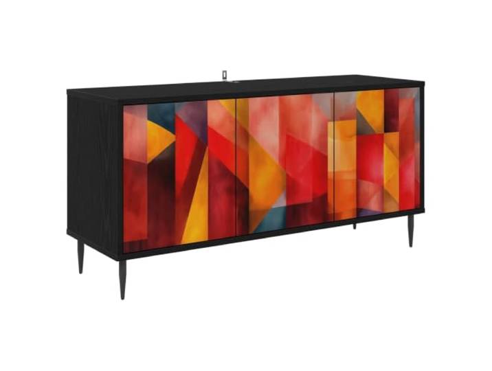 VIHHQGC TV-Schrank 102x33x51 cm Schwarz Eichen-Optik Holzwerkstoff Rechteckig, erhöhte Füße, geräumige Fächer, pflegeleichte Oberfläche, dekoratives Muster