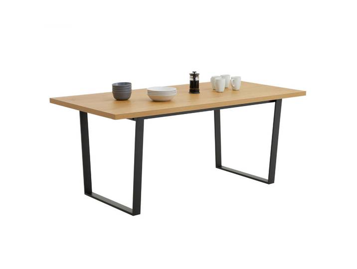 CARO-Möbel Esstisch Vidago Wildeiche, Metall, Vintage, Rechteckig, 180x76x90 cm, Esszimmer, Esstische