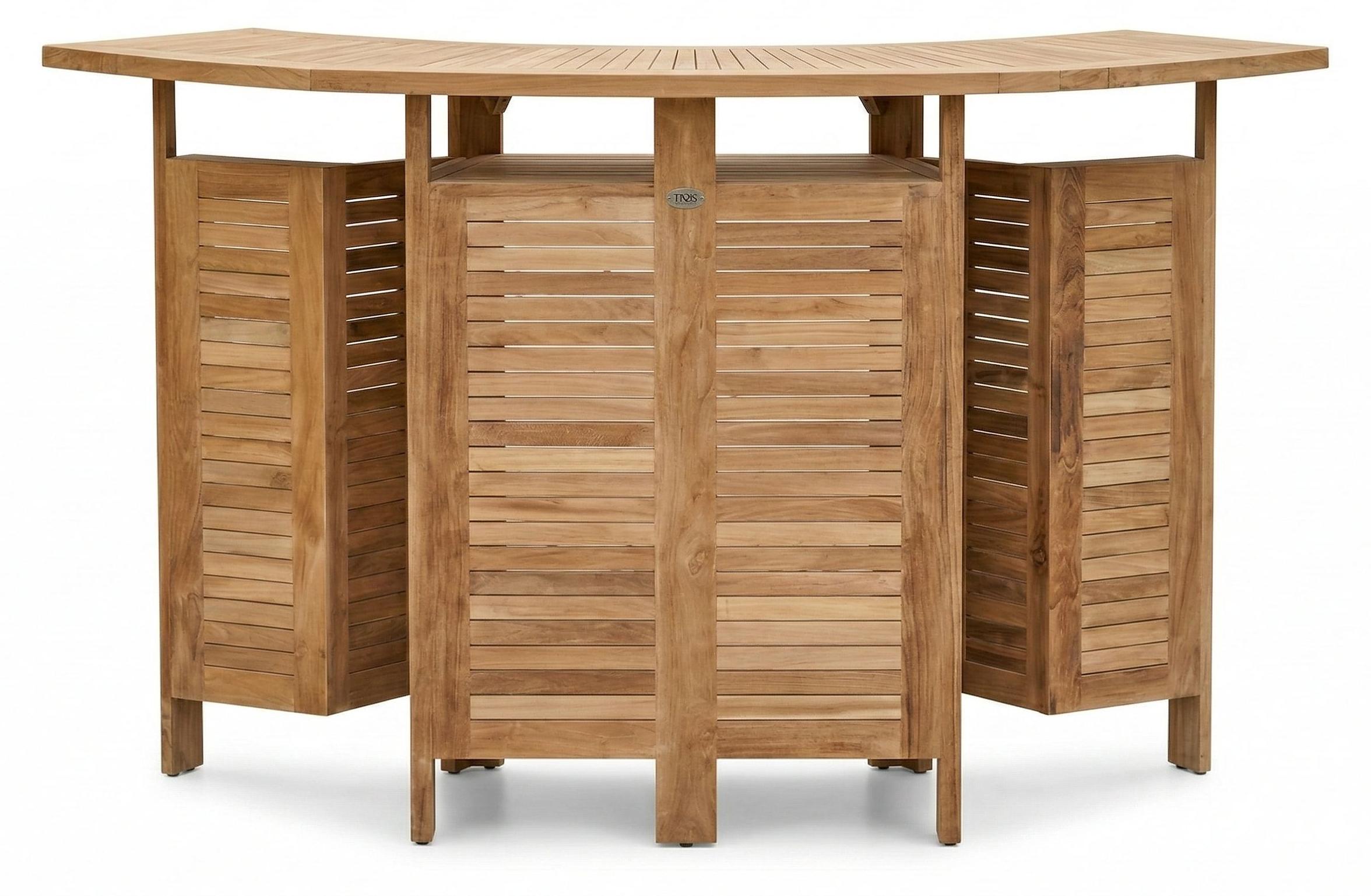 Linder Exclusiv Bar Gartenbar Hausbar Poolbar in premium Teak zusammenklappbar Natur 178x65x105,5 cm