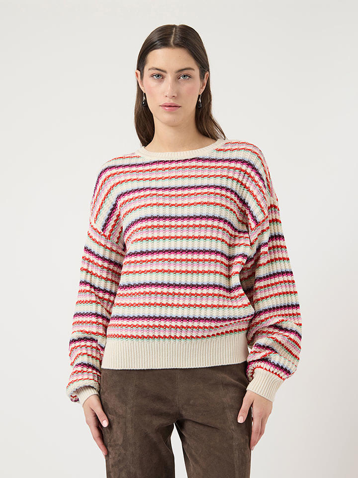 YAS Pullover "Boogie" in Creme/ Bunt - S