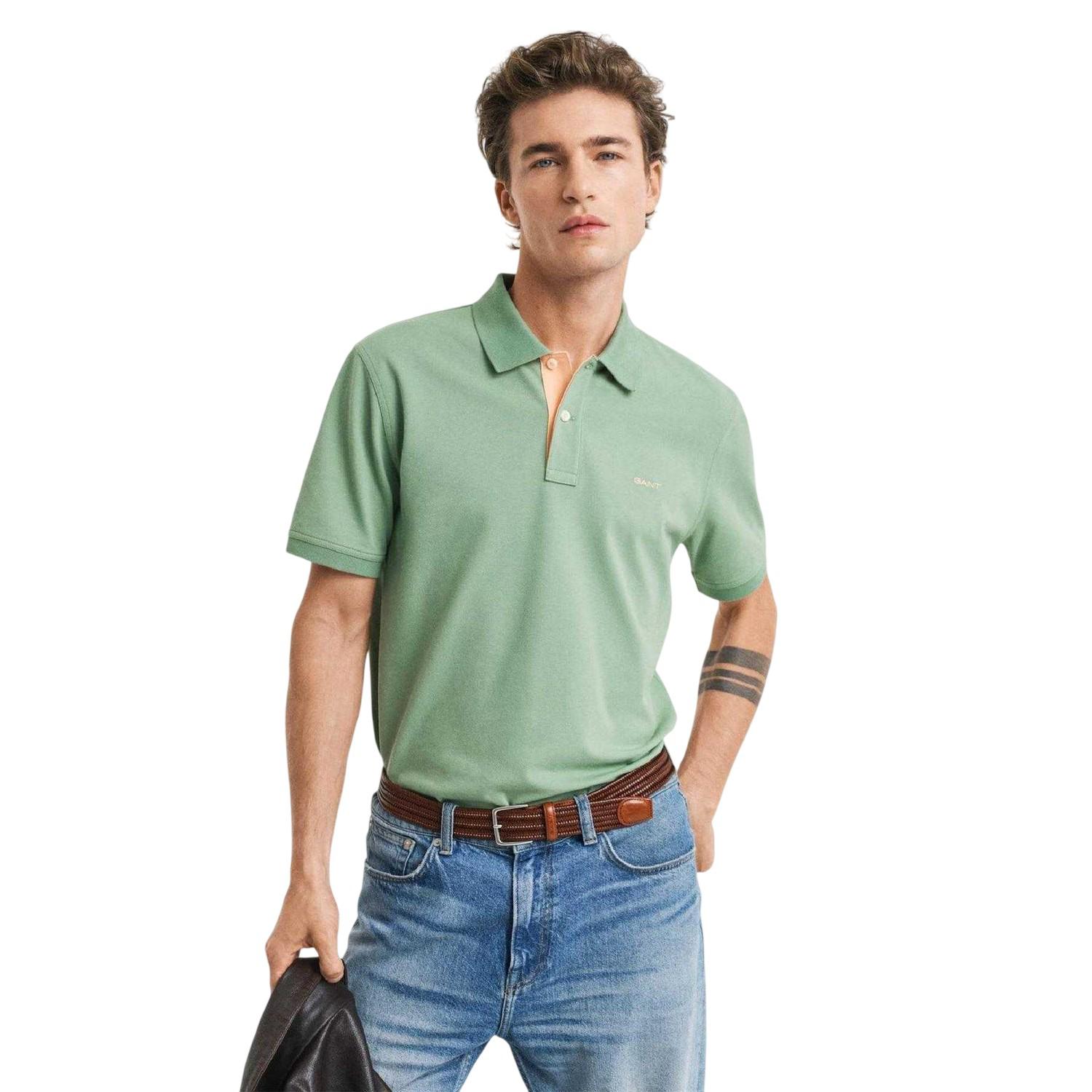 Gant - Poloshirt für Herren, Piqué, kurzärmlig (Grün)