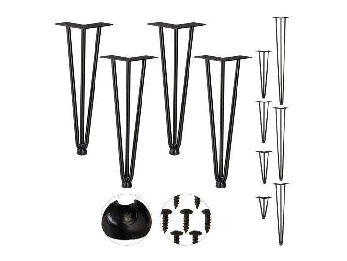 Hairpin Legs mit 3 Streben 4er-Set 36 cm Schwarz